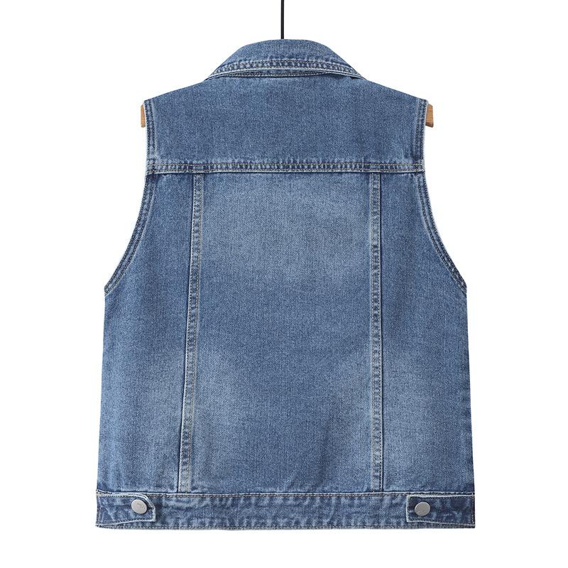 Inserted Beads Denim Waistcoat, Loose Personality Fashion Outerwear Waistcoat, 2024  Hot Sale Denim Top, Women's Trendy Clothing