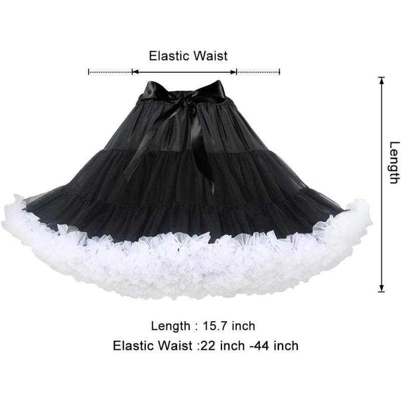 Women's Elastic Waist Chiffon Petticoat Puffy Tutu Tulle Skirt Princess Ballet Dance Pettiskirts Underskirt