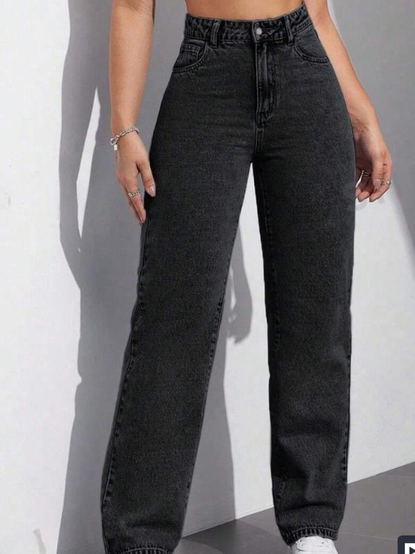 Women's Straight-Leg Jeans With Pockets pants Womenswear Bottom Streetwear Denim Trouser