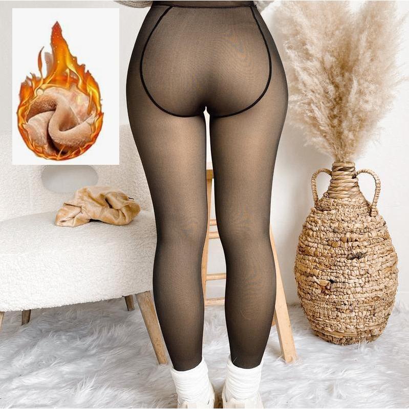 THE ORIGINAL! Fleece Lined Tights Sheer Women,CLOSEDFOOT(LOOKS LIKE PANTYHOSE) Winter Comfort Fleece Tights Available in Plus Size and Brown Fur legging Woman