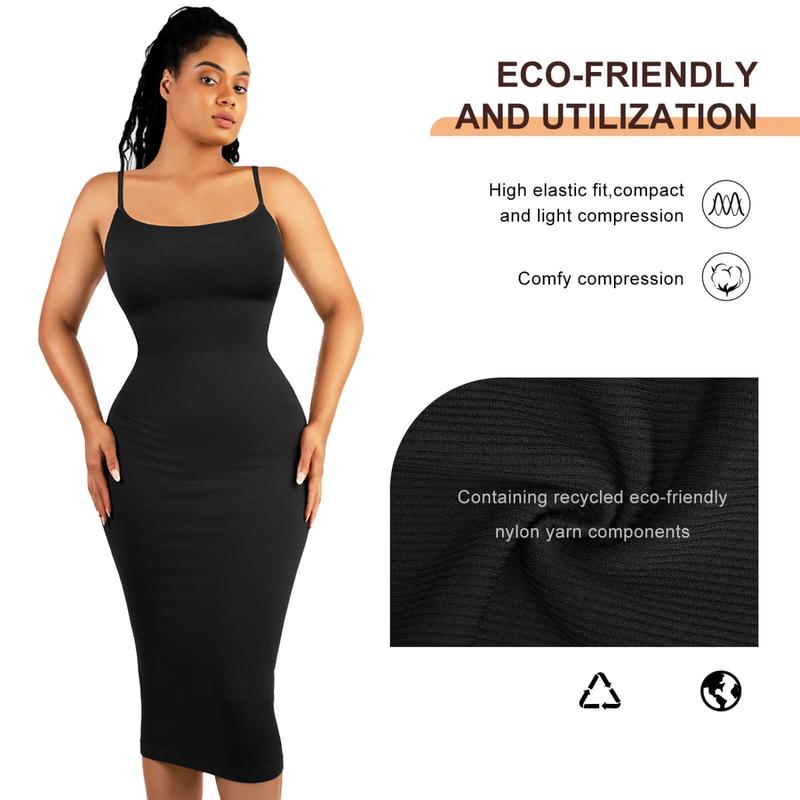 Soo slick Dresses for Women 2024 Tummy Control Shapewear I Midi Sleeveless Dress with Adjustable Straps tummy control dress Womenswear Underwear Lady Compression