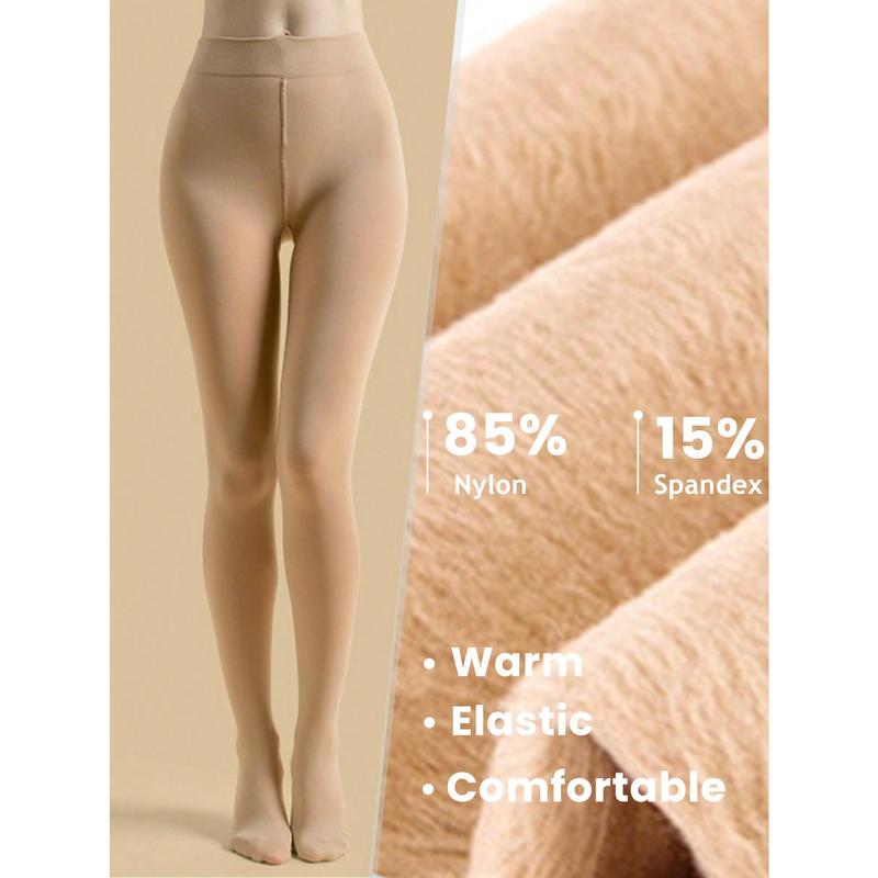 2pcs Opaque Fleece-Lined Elastic Skinny Stirrup Tights, Warm & Thick For Women, Autumn Winter