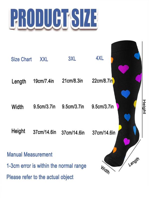 Unisex's Polka Dot & Heart Print Over The Calf Socks, 3 Counts Casual Comfy Breathable Sports Socks for Daily Activities Wear, Unisex Socks for Fall & Winter