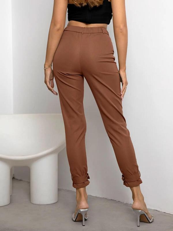 Women's Plain High Waist Slant Pocket Cargo Pants, Casual Streetwear Slim Leg Trousers for Daily Wear Outdoor, Pants for Women, Women's Bottoms for All Seasons