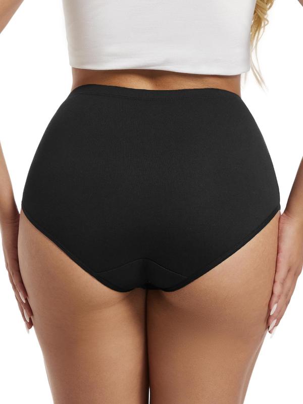 Women's Solid High Waist Panty, Soft Comfy Breathable Seamless Knicker for Daily Wear, Women's Underwear for All Seasons