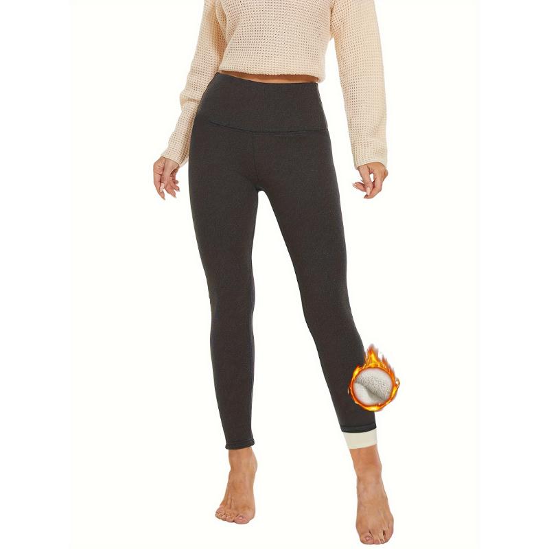 Women's Thickened Wool-lined Leggings, Warm Yoga Pants, Elastic Bottoms