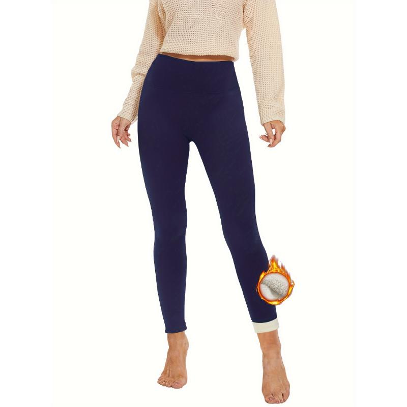 Women's Thickened Wool-lined Leggings, Warm Yoga Pants, Elastic Bottoms