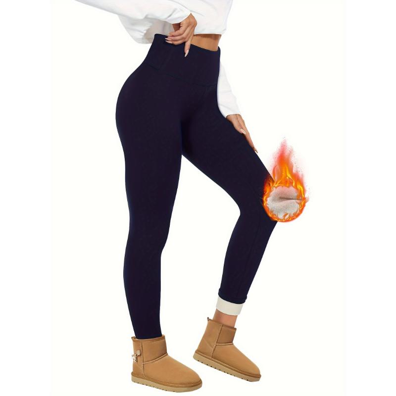 Women's Thickened Wool-lined Leggings, Warm Yoga Pants, Elastic Bottoms