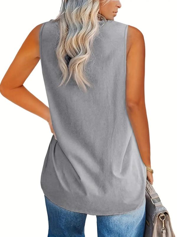  Solid V Neck Tank Top, Tank Tops for Women, Summer Outfits 2024, Casual Sleeveless Top for Summer, Women's Plus Clothing for Daily Wear