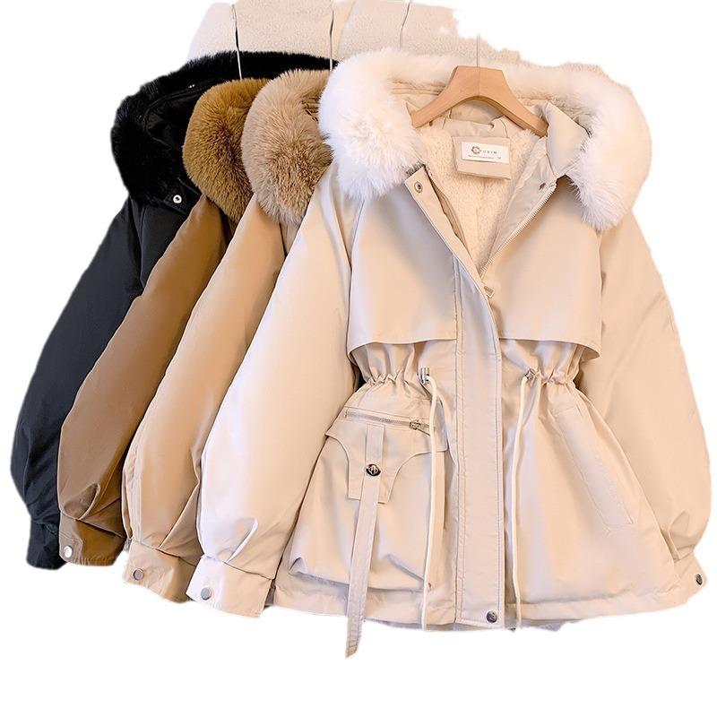 2024  Down Cotton Dress Women's ShorLarge Fur Collar Style Overcoming Slim WaistFashion Casual Coat Womenswear Jackets Tops Long Sleeve Outerwear Gowns waterproof winter slim waistfashion Comfort Longsleeves