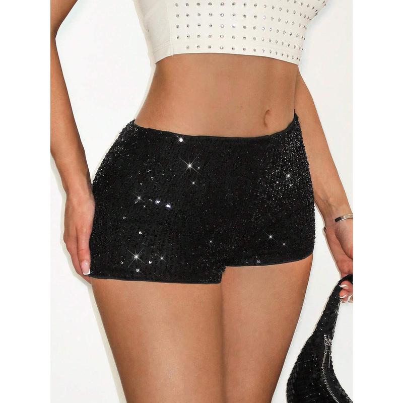 Women's Black Sequin Shorts, Shiny Beaded Mini Shorts, Summer Hot Pants For Festival, Concerts, Club Wear, Streetwear vodi shorts ksubi  shorts leopard shiny shorts