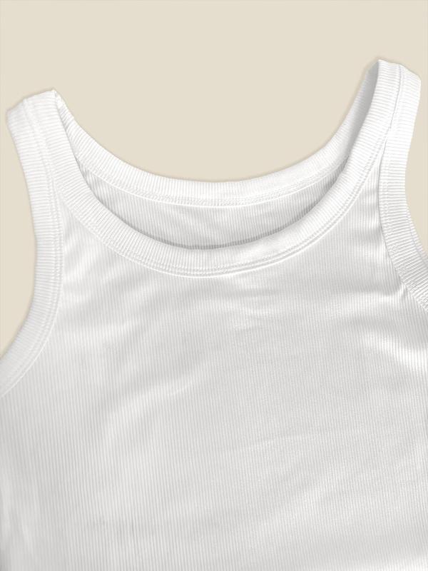 Women's Plain Round Neck Tank Top, Minimalist Simple Casual Sleeveless Top for Summer, Ladies Clothes for Daily Wear